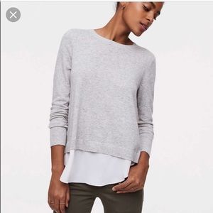 Loft Ruffle Back Mixed Media Sweater